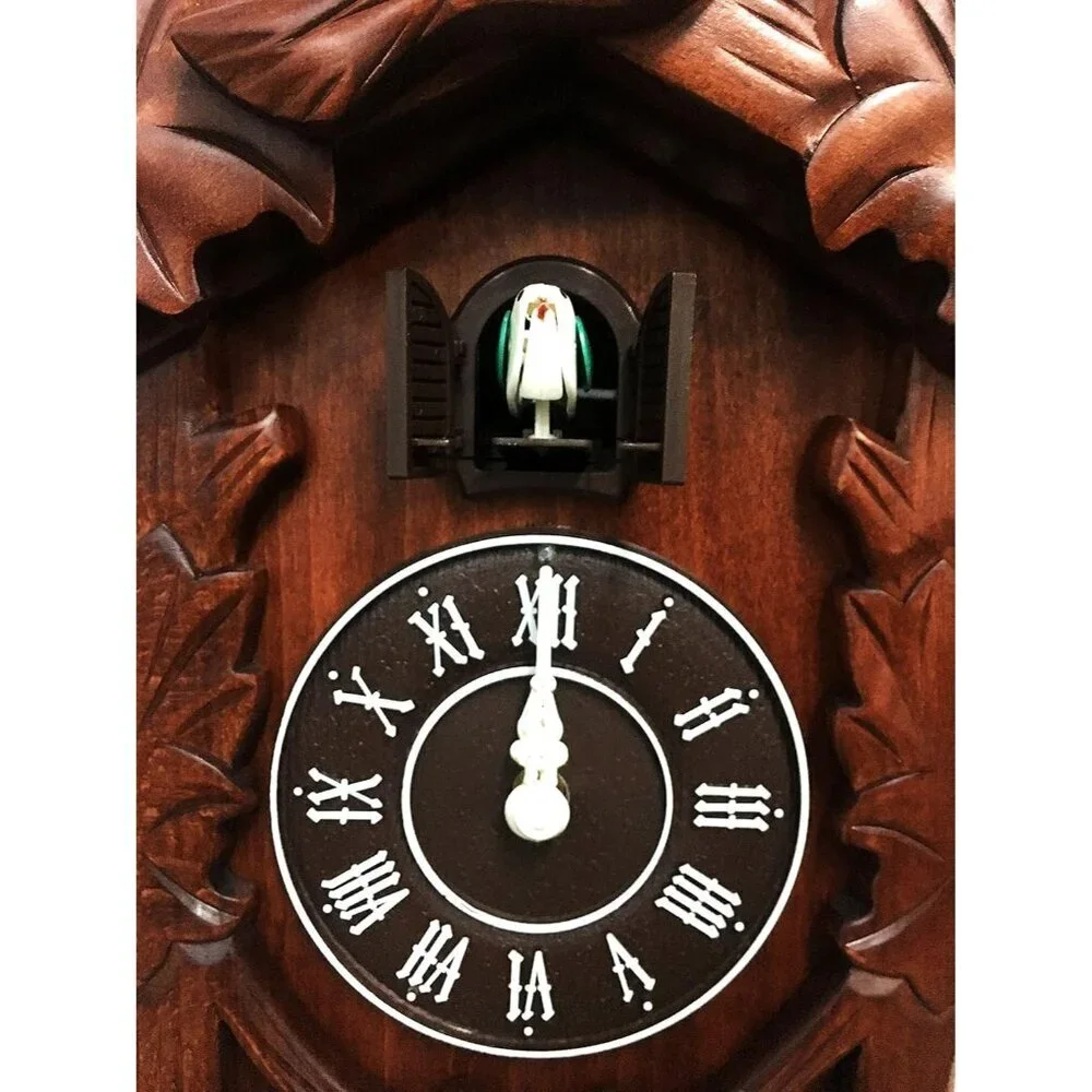 Cuckoo Clock Vintage Large Wooden Wall Clock Handcrafted 13x9.5 Inch Brown